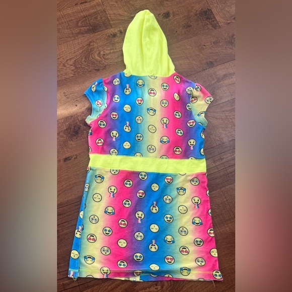 Justice girls full zip hooded coverup Sz 14/16 emojis - Picture 5 of 6